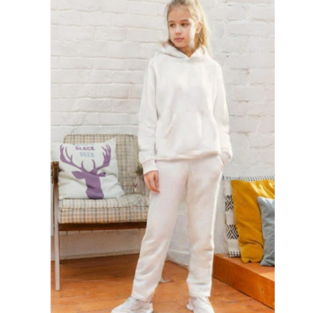 Conjunto Moletom Juvenil Kit 2 peças  Unisex liso Flanelado frio inverno