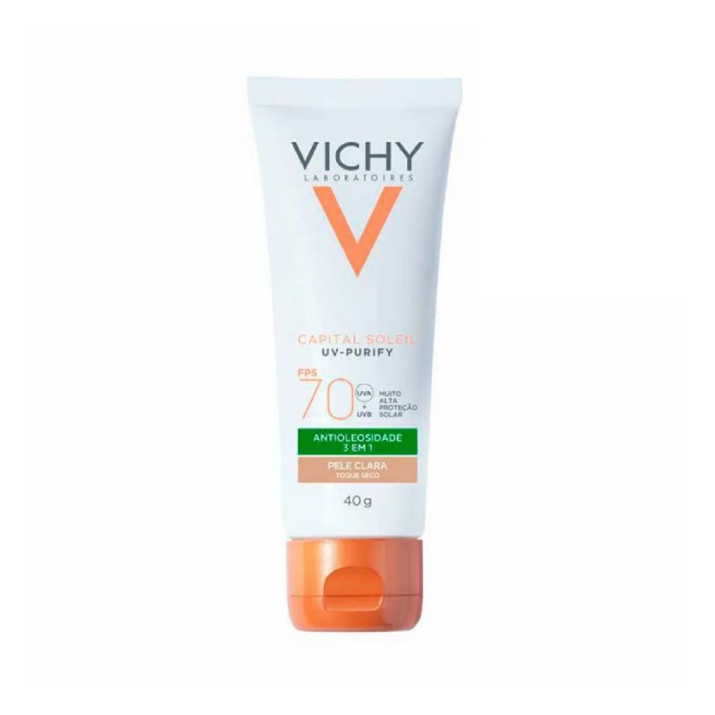 Protetor Solar Facial Vichy Capital Soleil UV-Purify FPS70 Pele Clara Com 40g