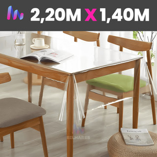 Toalha De Mesa Plástico Transparente Impermeável 2,20 X1,40m Mesa Retangular