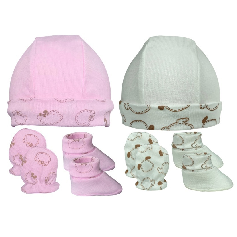 Kit Touca Luva Sapatinho Pantufa RN Bebê Recém Nascido Enxoval Bebê Pronta Entrega Achadi…