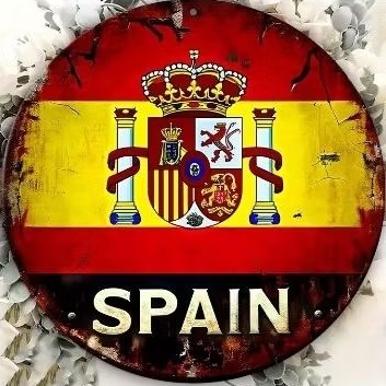 placa decorativa Espanha brasão bandeira ferrugem símbolo