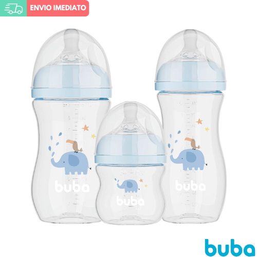 Kit Mamadeira Bebê Anticólica Buba Easy Flow 120 270 e 330ml