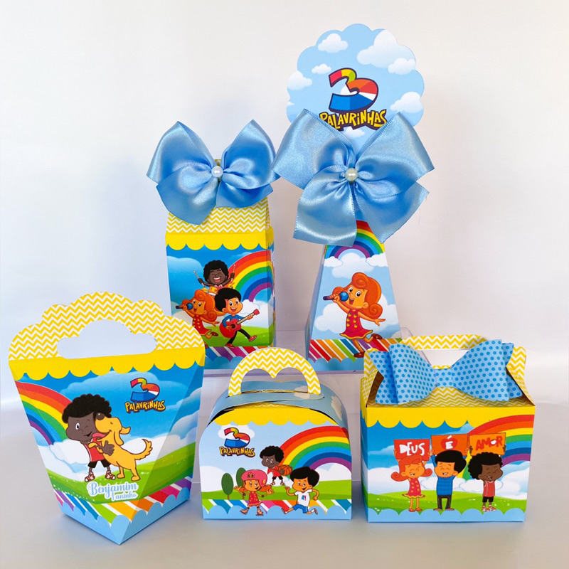 Kit Festa Personalizado 3 Palavrinhas Menino Caixinhas para Festa PEGUE E MONTE em Oferta na Shopee
