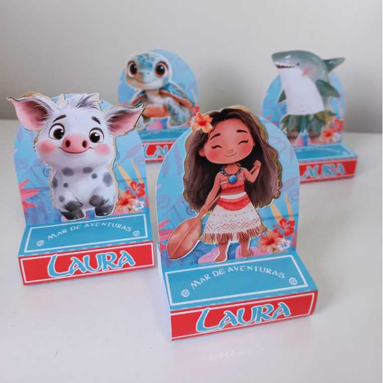 20 Porta Bis duplo - Lembrancinha personalizada Moana - Aniversário infantil e caixas temáticas