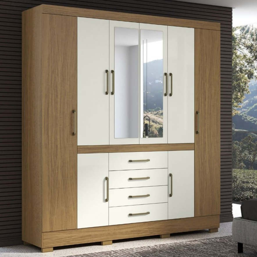 Guarda Roupa Aramóveis Napoli - 8 Portas 4 Gavetas *com Espelho* em Oferta na Shopee