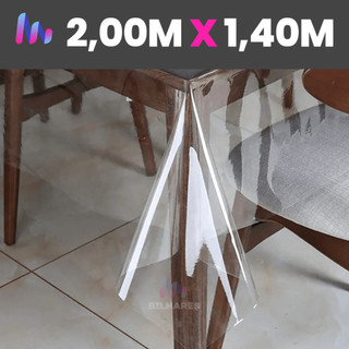 Toalha De Mesa Plástico Transparente Impermeável 2,00 X1,40m mesa retangular