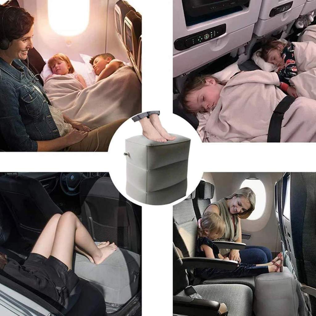 Almofada Inflável Apoio De Pés Descanso Travesseiro Viagem Em Avião Carro Puff Home Office