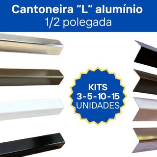 Kit Cantoneira L Alumínio 1/2 12x12mm 1m | 3 5 10 15 Unidades | Várias Cores
