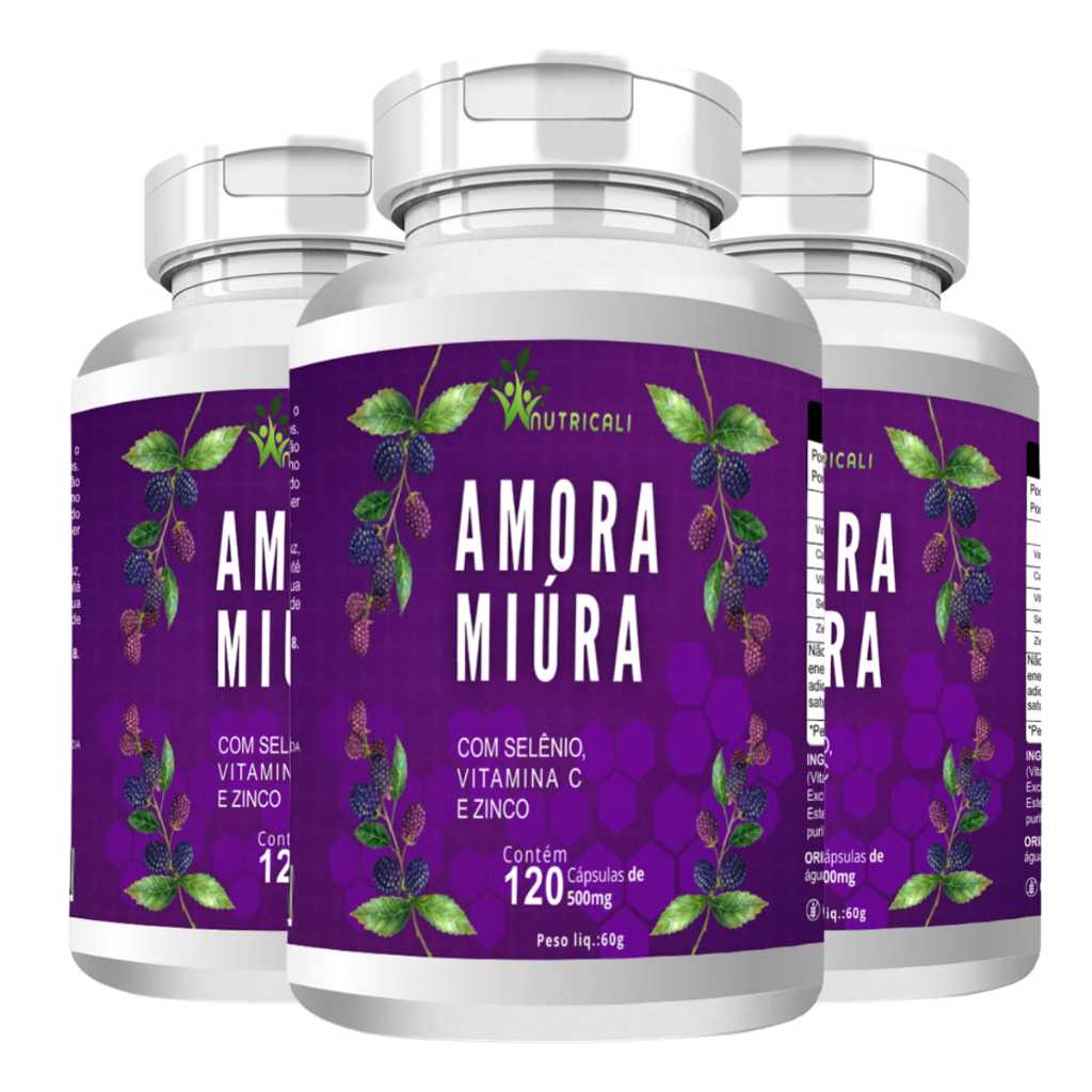 Kit/ 3 Amora Miura Vitamina C + Selênio E Zinco 360 Cápsulas Saúde do Sangue Nutricali em Oferta na Shopee