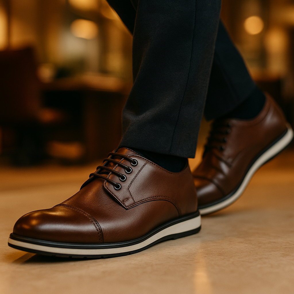 Sapato Casual Social Masculino Marrom Oxford Confortável, Estiloso e Antiderrapante