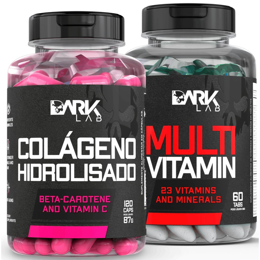 Kit Colageno Hidrolisado 120 capsulas + Multivitaminico 60 Capsulas - Dark Lab - Health