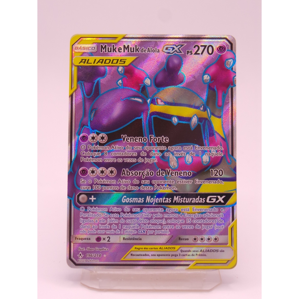 Carta Pokémon Muk e Muk de Alola-GX (196/214) Aliados Original 2019 Nova