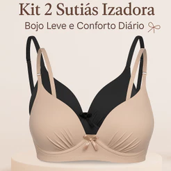 Kit 2 Sutiãs Izadora com Bojo Soft em Microfibra | Não Amassa, Sem Aro | Conforto Diário Lingerie Feminina