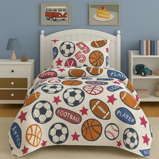 Kit Cobre Leito Colcha Solteiro Infantil 2 Peças Estampada Dupla Face Boutis em Oferta na Shopee