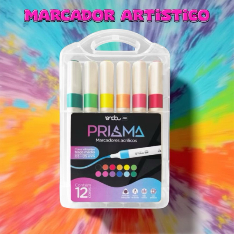 Marcadores Acrílicos Prisma 6 ou 12 Cores em Oferta na Shopee