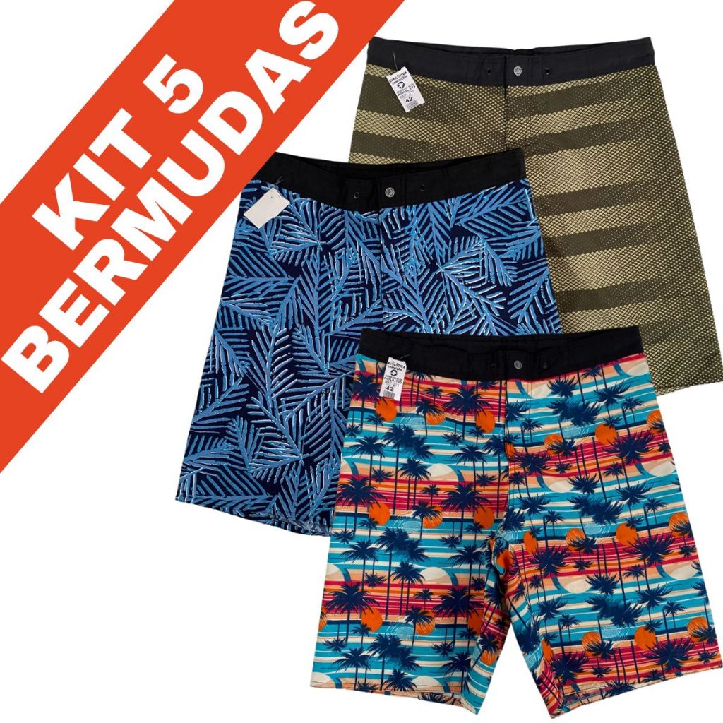 Kit Econômico com 5 Bermudas Elastano Tactel Masculinas – Conforto e Estilo para o Dia a Dia