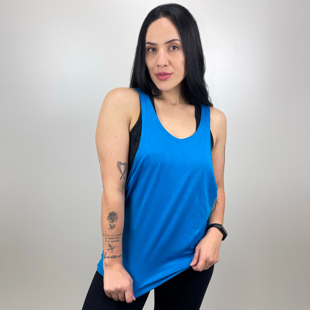 Regata Feminina Turquesa em Algodão Cavada Lisa Básica Sem Estampa Varias Cores Super Confortável em Oferta na Shopee