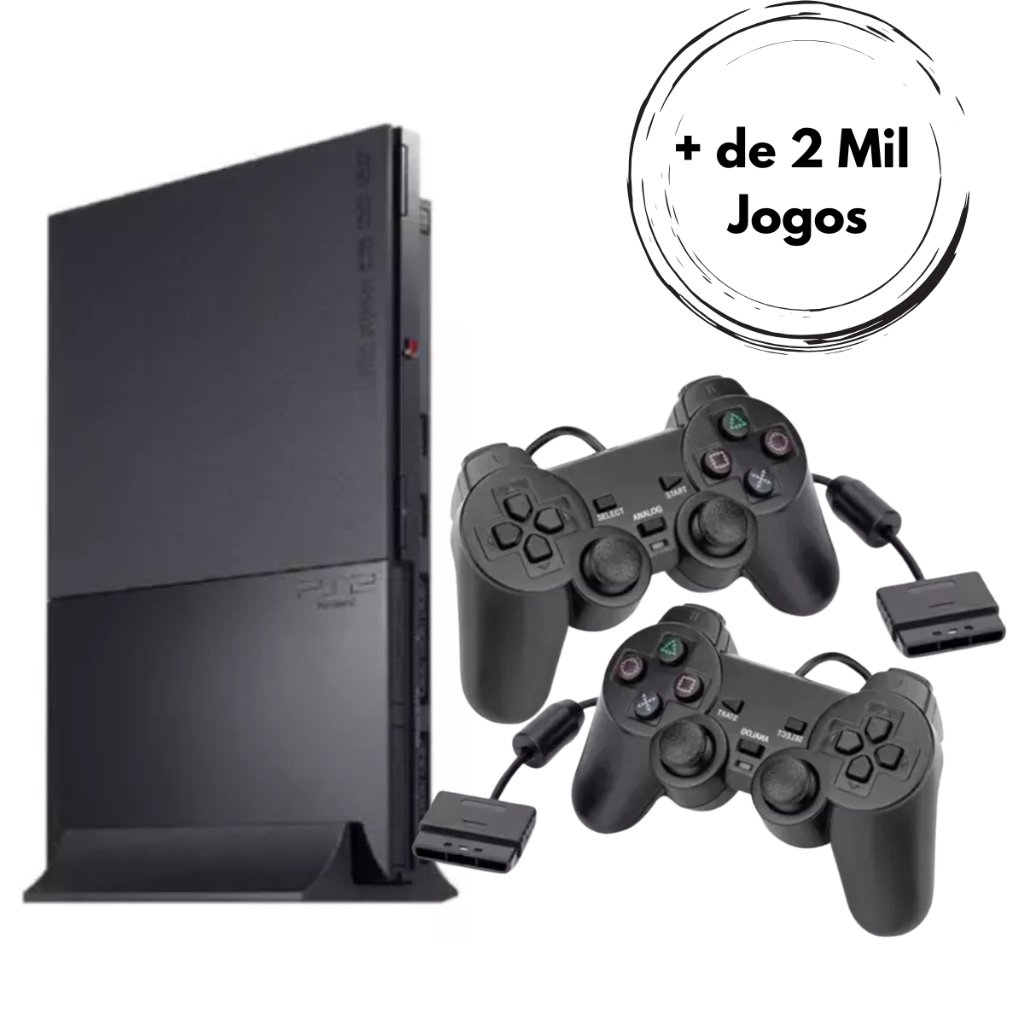 PlayStation 2 Ps2 Com OPL Com 2000 Jogos Play2 Usado + 2 Controles
