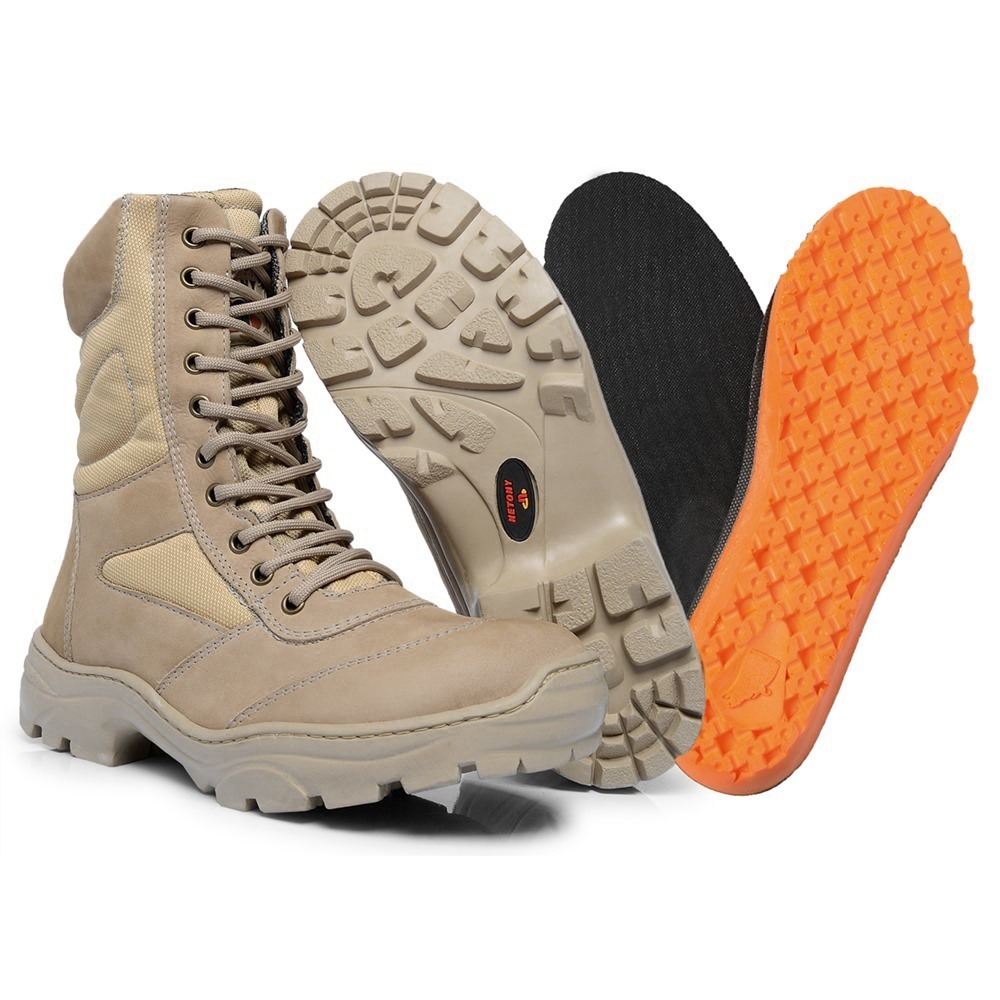 Bota Coturno Attack 3032 - Militar Masculino Tática Motoqueiro 100% Couro Legitimo Cano Longo