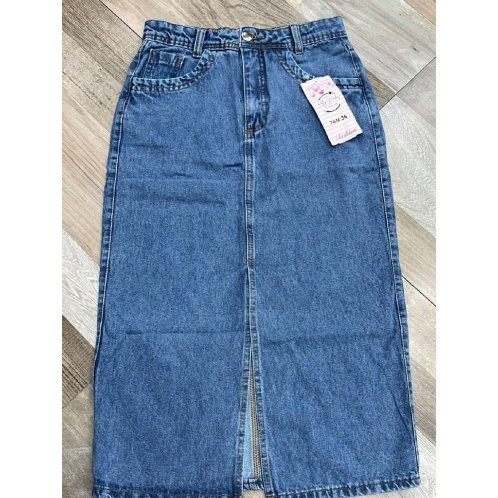 Saia Jean Feminina Plus em Oferta na Shopee