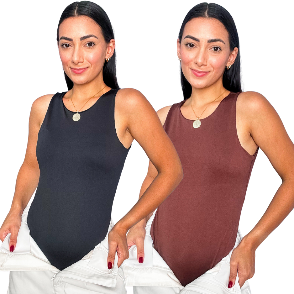 Kit 2 Body Feminino Regata Suplex Tecido Duplo Blusinha Básica