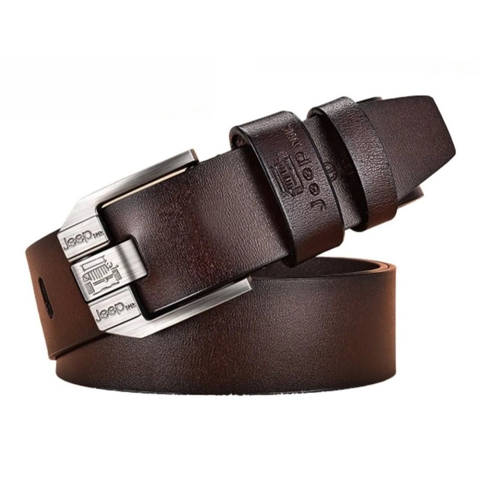 Cinto Masculino 100% Couro Jeep Original Marrom Escuro 140 CM