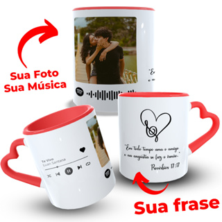 Caneca Personalizada Spotify com Foto, Música e Frase em Oferta na Shopee