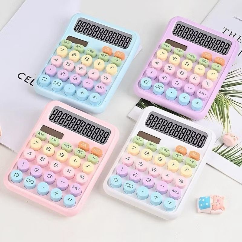 Calculadora 12 dígitos Kawaii, Design multicolo com estilo e praticidader, moderna e funcional.