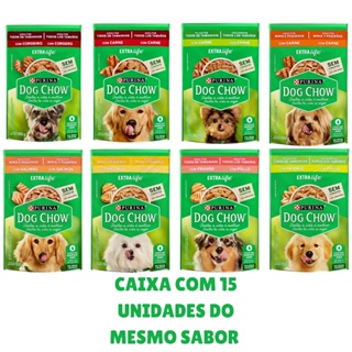 Kit 15 Unidades Sachê Dog Chow Raçao Úmida Carne, Salmão, Cordeiro, e Frango 100g em Oferta na Shopee