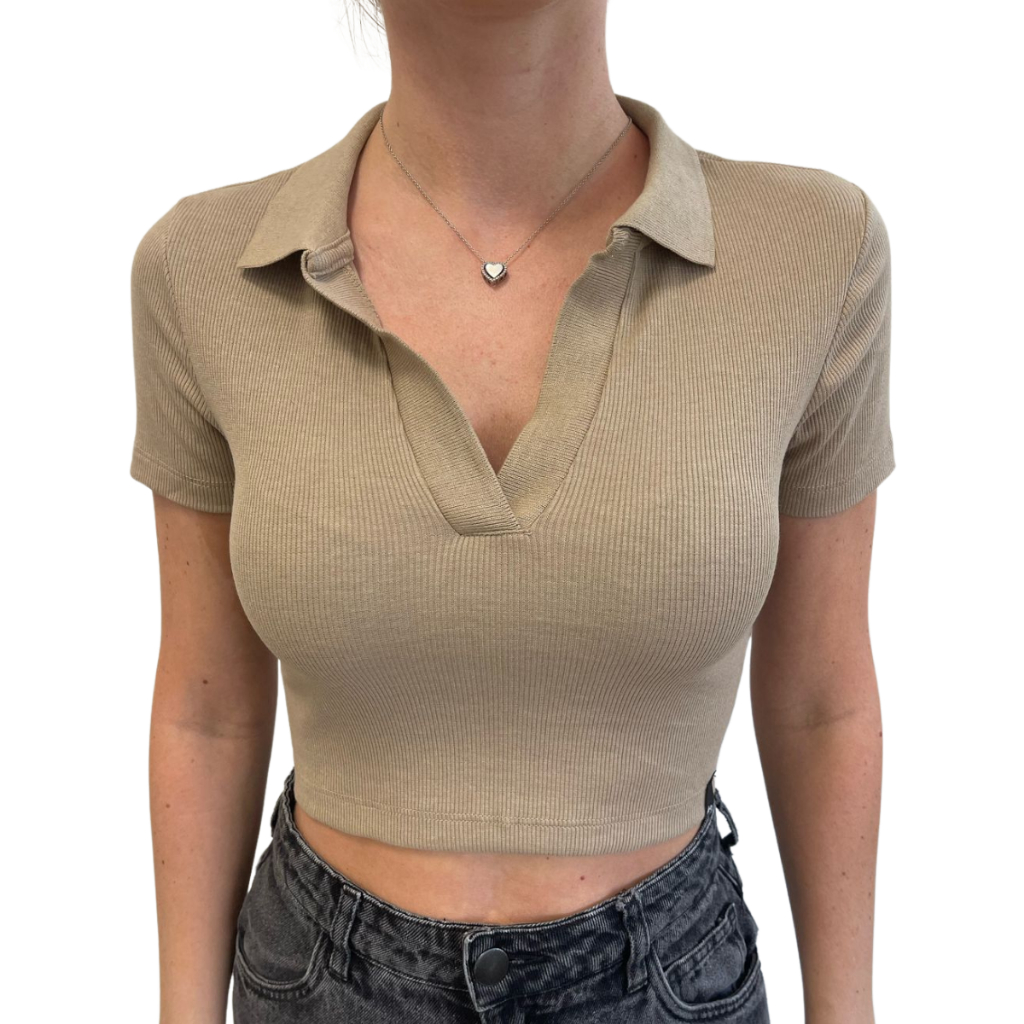 Cropped gola polo em Ribana Liso KO3501-C1