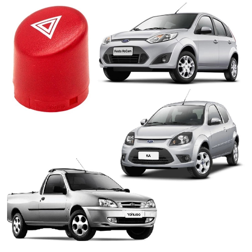 Botão Lente Pisca Alerta Ford Original Fiesta Ka Courier Ecosport 2000 2001 2002 2003 2004 2005 2006 2007 2008 2009 2010
