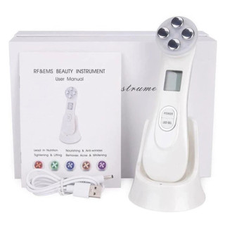 Aparelho Rejuvenescedor Facial 5 Em 1 Radiofrequencia Led Massageador Portatil