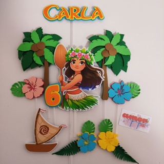 Topo Topper de Bolo Moana Personalizado Nome Festa Aniversário Parabéns Mesversario em Oferta na Shopee