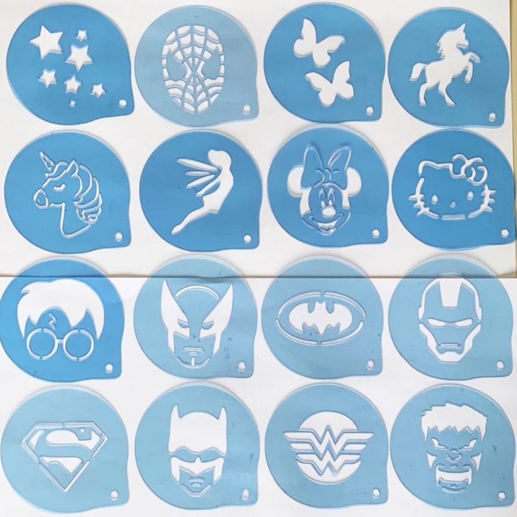 16 Stencil infantil Moldes para pintar rosto pintura facial em Oferta na Shopee