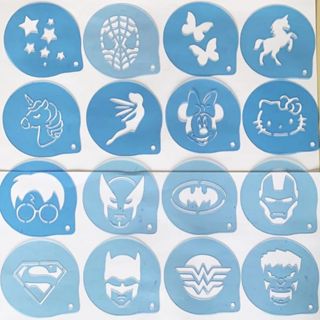 16 Stencil infantil Moldes para pintar rosto pintura facial em Oferta na Shopee