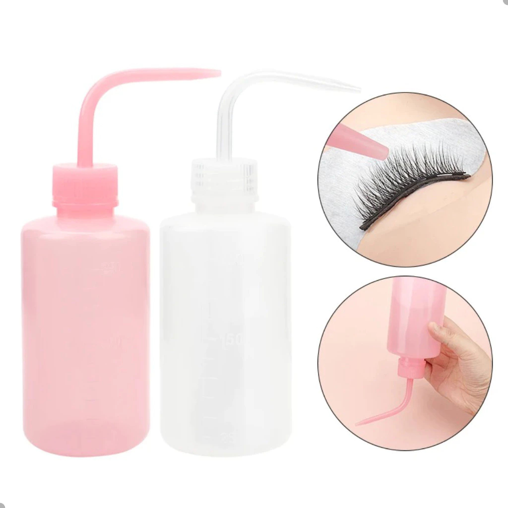 Frasco Dosador Pisseta 250ml ou 150ml Limpeza De Cílios Transparente Rosa Estetica Lash Designer
