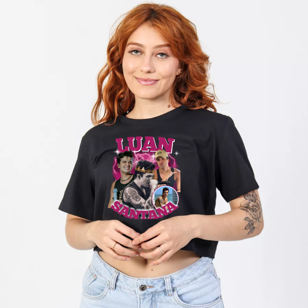 Cropped Camiseta T-shirt Luan Santana Cantor  Sertanejo Algodão Para Fã em Oferta na Shopee