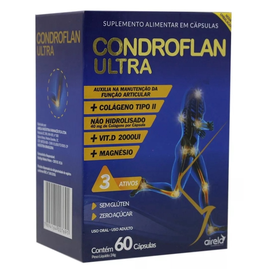 Colágeno Tipo II Condroflan Ultra Airela c/ Vitamina D e Magnésio C/60 Cápsulas