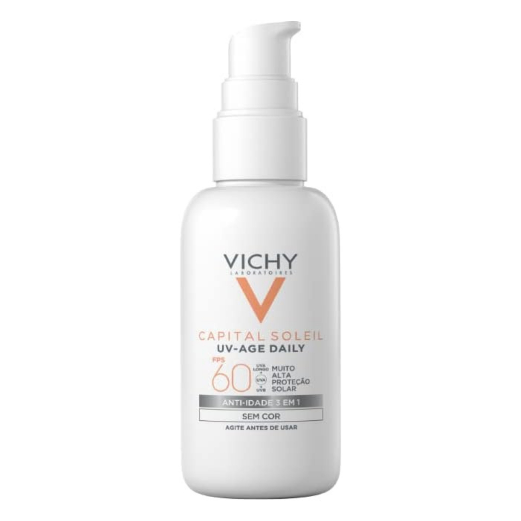 Protetor Solar Facial Vichy Capital Soleil UV-Age Daily FPS60 Sem Cor Com 40g em Oferta na Shopee