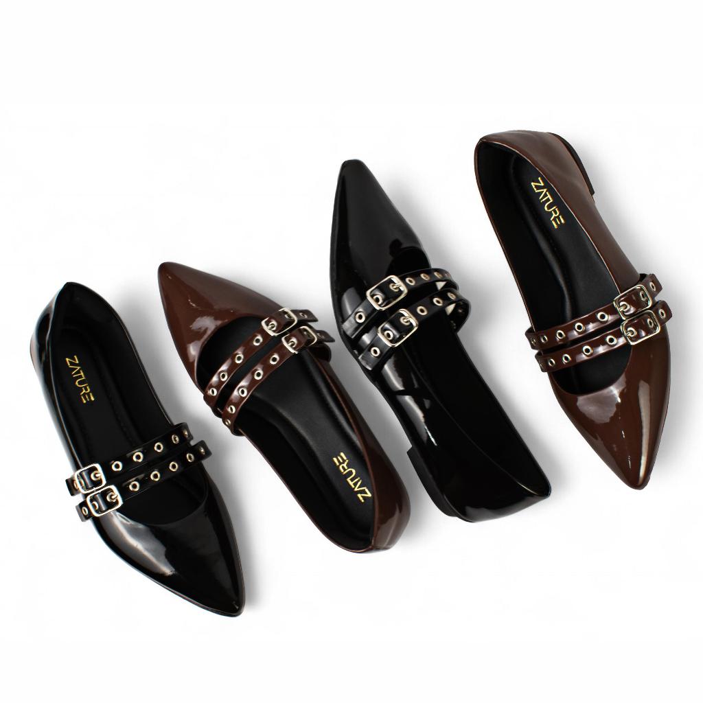 Sapatilha Bico fino Feminina Conforto Casual Confortável Verniz Fivela em Oferta na Shopee