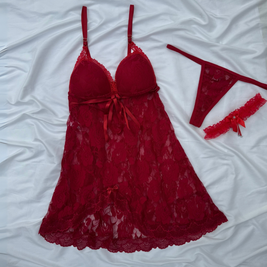 Camisola Com Bojo Com Calcinha e Perneira Camisolas De Renda Calcinhas Fio Dental em Oferta na Shopee