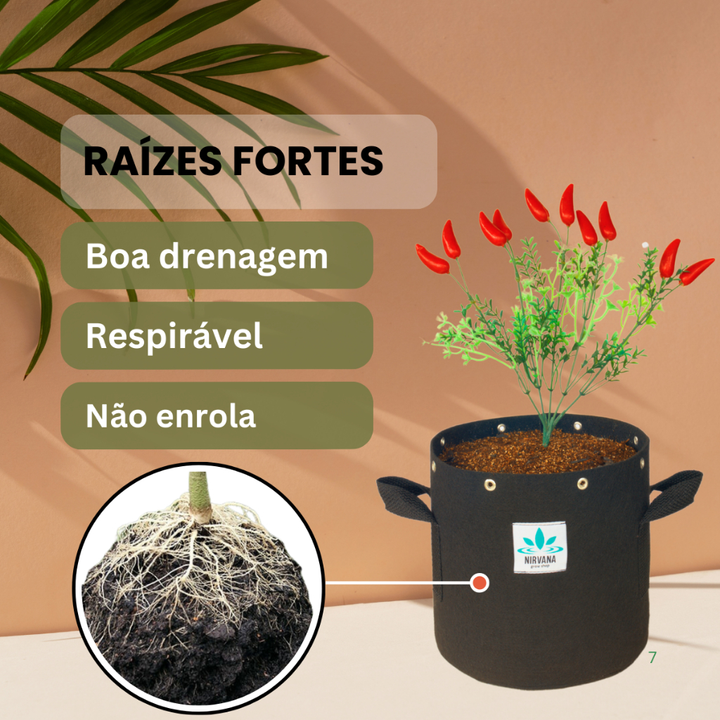 Kit 3 Vasos Feltro Cultivo Alças LST grow bag cultivo indoor outdoor