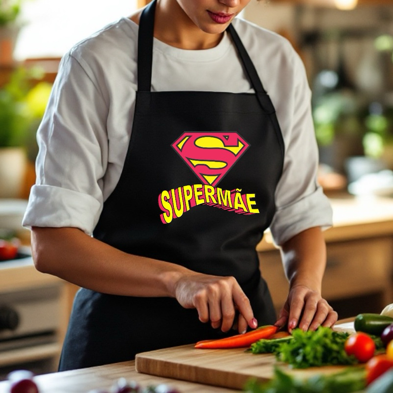 Avental de Cozinha Cozinheiro em Oxford Resistente Presente Dia Das Mães Mamãe Supermãe