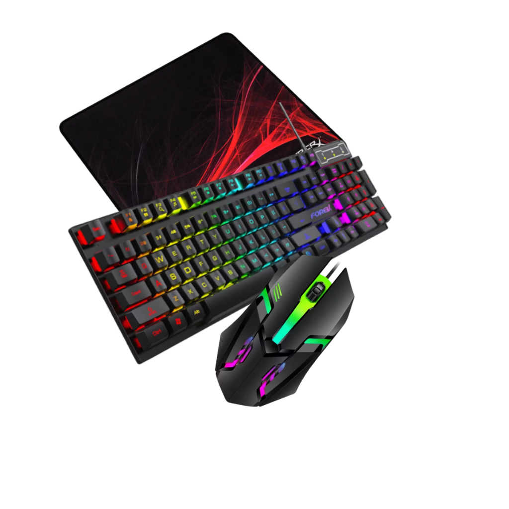 Kit Gamer: Teclado Semi Mecânico RGB + Mouse RGB Óptico + Mouse Pad Profissio...
