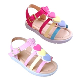 Sandália infantil modinha feminina com enfeite de corações coloridos 16 ao 27 em Oferta na Shopee