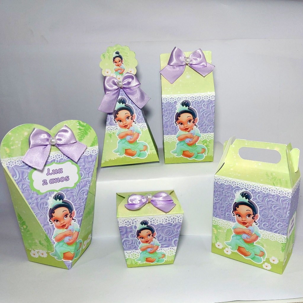 Princesa e o Sapo/ Princesa Tiana Kit 50 Lembrancinhas Personalizadas MIMOS Caixinhas de aniversário infantil KIT FESTA