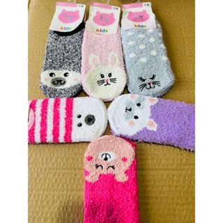 KIT1-6 pares de meias infantis de pelúcia com estampa de desenho animado para meninas em Oferta na Shopee