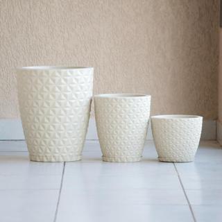 3 Vasos para Plantas Diamante Estilo 3D Elegante e Moderno com Prato Casa Sala Jardim