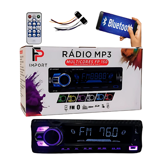 LANÇAMENTO!!! Radio Comando por Voz tipo Pionner Fp Imports Bluetooth 4x50w