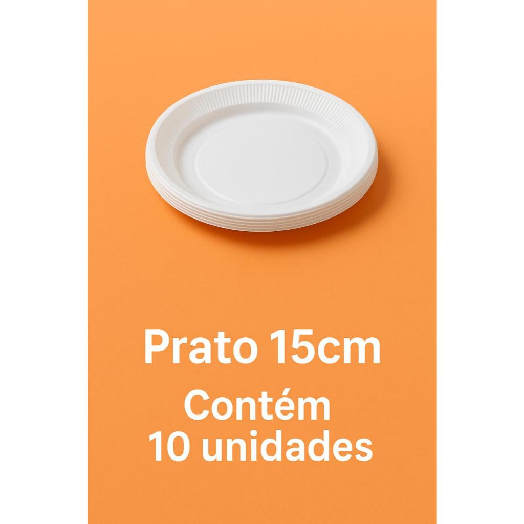 10~100 Pratos 15cm Raso para Sobremesa Descartável (bolo torta doce comida) – Pacote com 10 Unidades